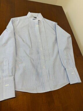 Brooks Brothers 346 Blue White Striped Non-Iron Button-Down Shirt Size 6